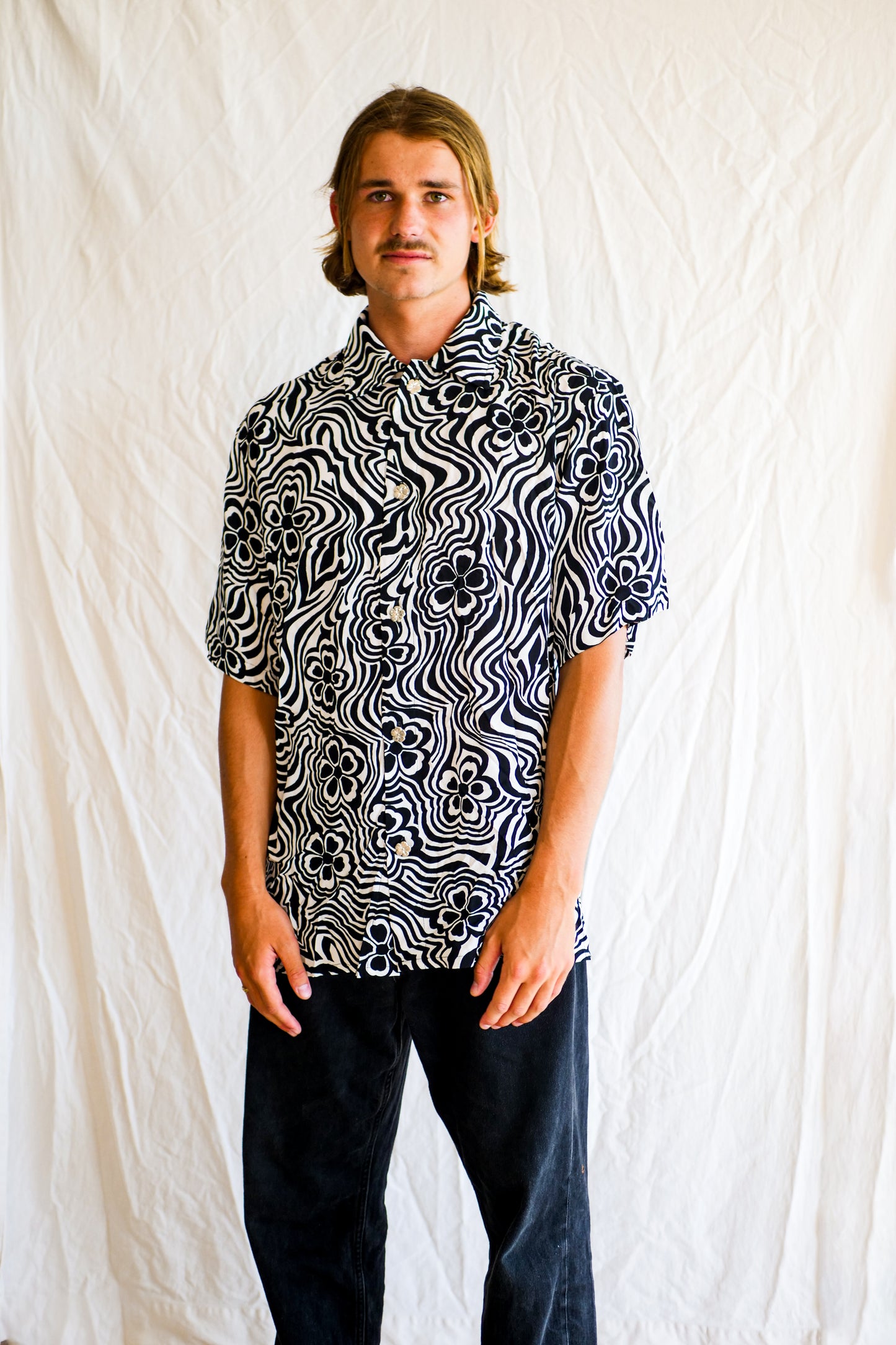 Men's Button up shirt- The Classic in 70s flower power